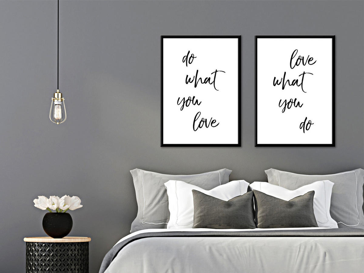 BILD mit Rahmen 2er Set 51x71 cm Spruch: Motivation - Weiß, Holz (51/71cm) - artissimo