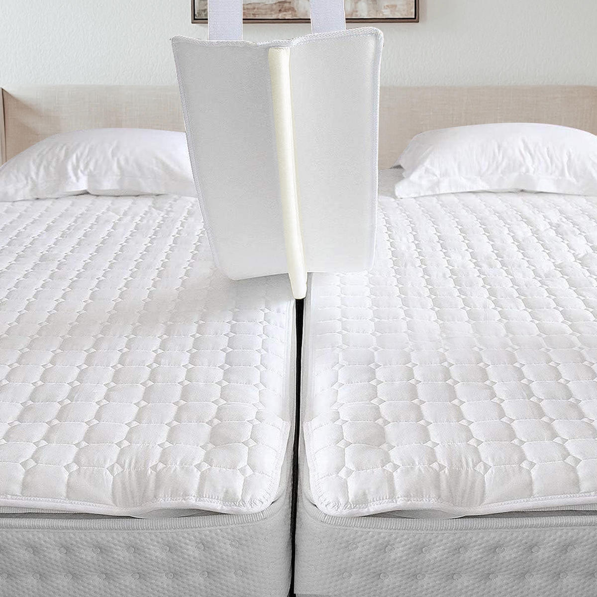 MATRATZENBRÜCKE mit Spanngurt 200cm - Weiß, Textil (25/200cm) - Vercart