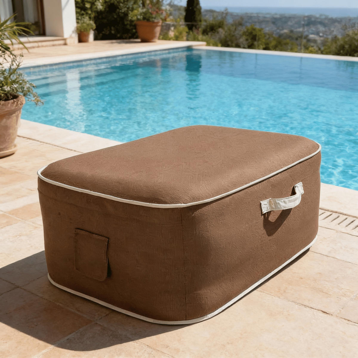 HOCKER NUMA Braun - Braun, Kunststoff/Textil (75/35/75cm) - Coco Lounge