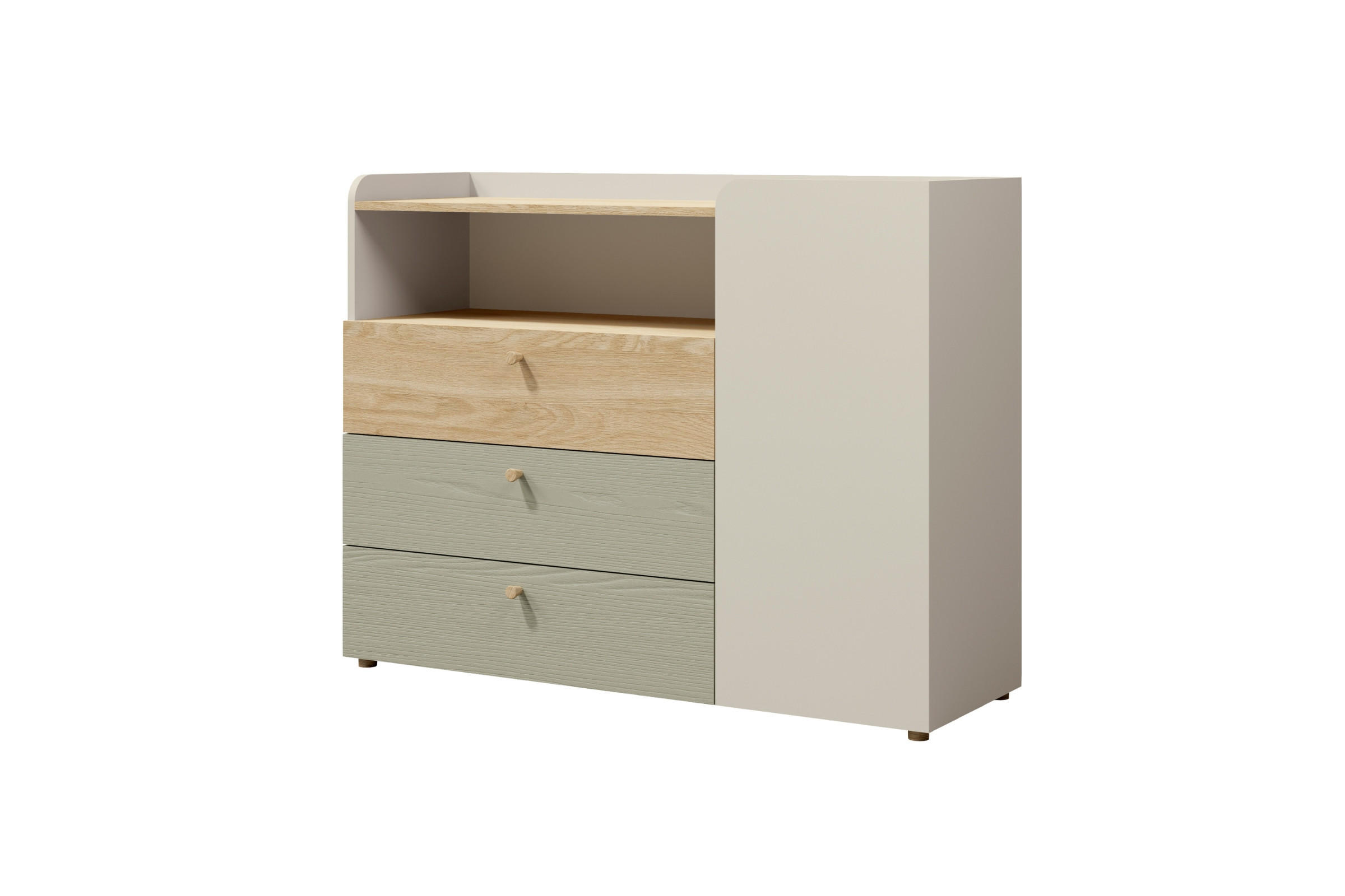 Deine Möbel 24 Kinderkommode Greige, Eiche, Eukalyptusholz 120x93x40 cm