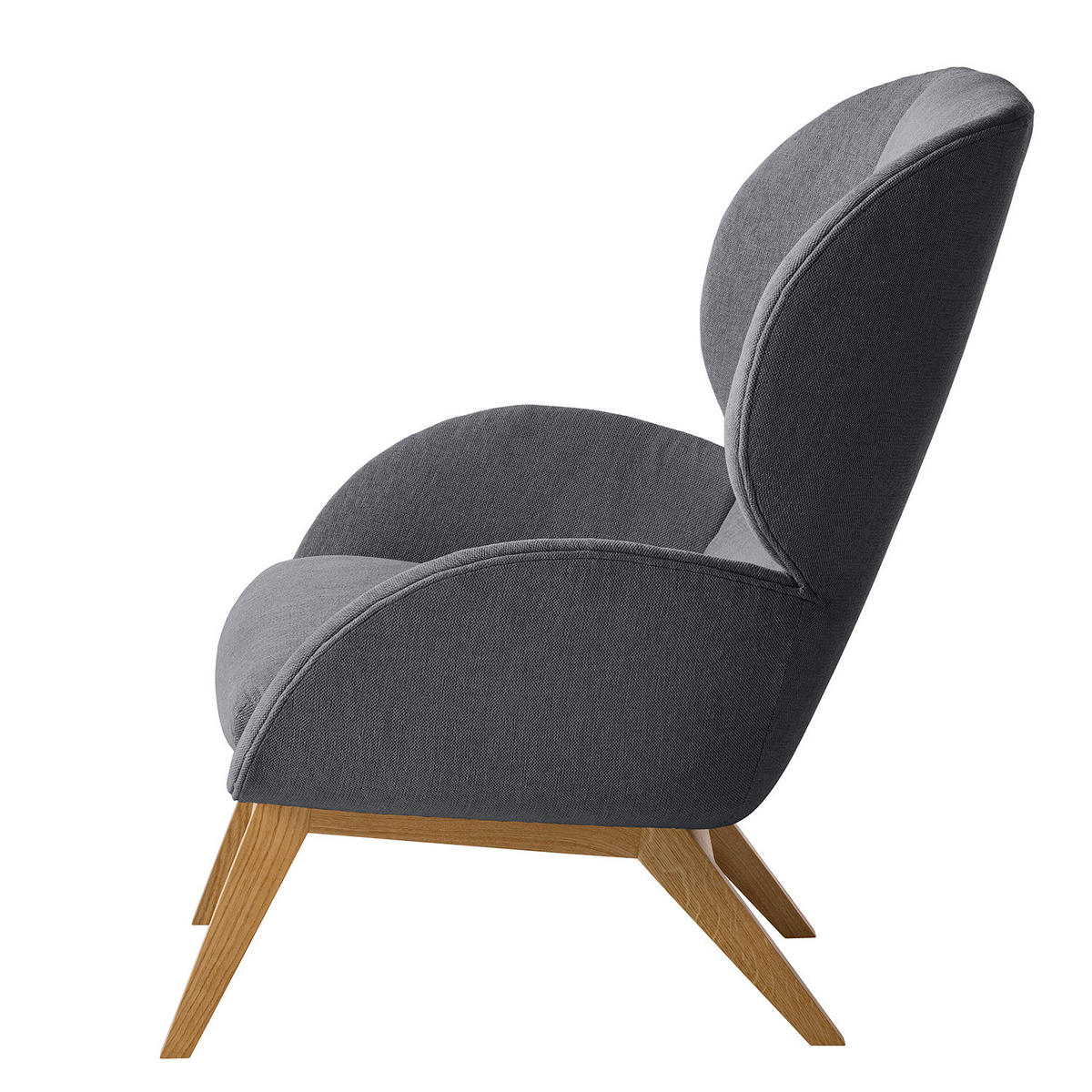 SESSEL - Eichefarben/Grau, Eichenholz/Textil (82/102/90cm) - home24