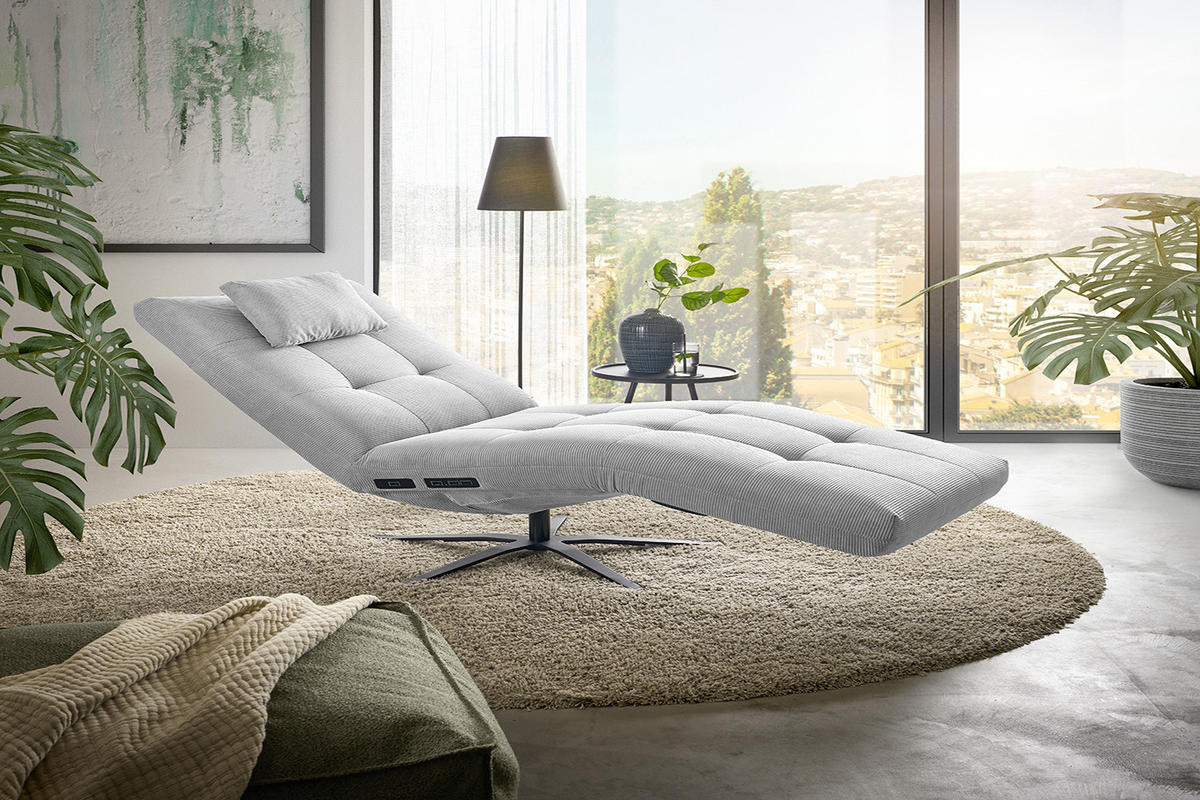 RELAXLIEGE LETICIA Silber Cord - Silberfarben/Schwarz, Textil/Metall (82/115/156cm) - KAWOLA