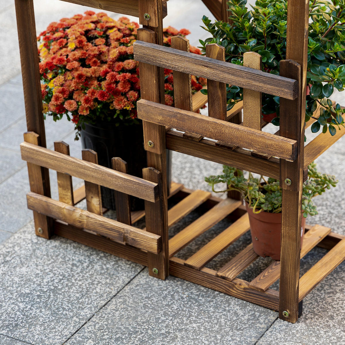 BLUMENTREPPE DE-12107 5-stufig mit kleinen Barrieren, 60/30/130 cm Natur - Naturfarben, Holz (30/130/60cm) - ComfortXL