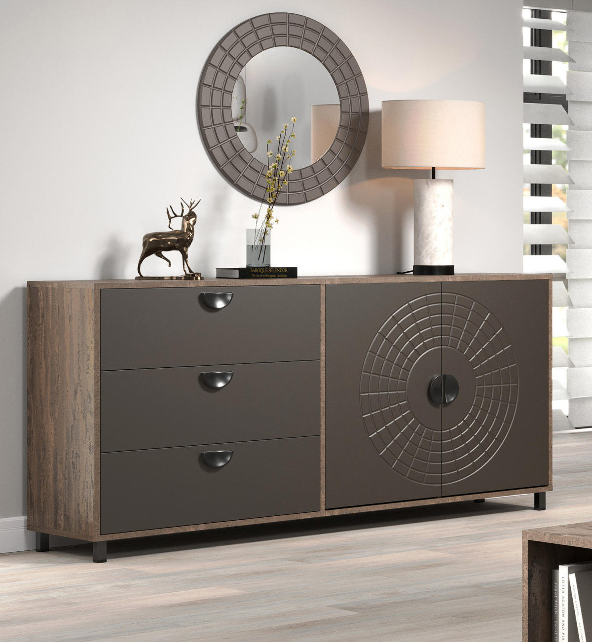 SIDEBOARD Bronze und Rostoptik 176 cm, Kommode mit Soft-Close - Rostfarben/Schwarz, Holzwerkstoff/Metall (176/86/42cm) - Top.Furn