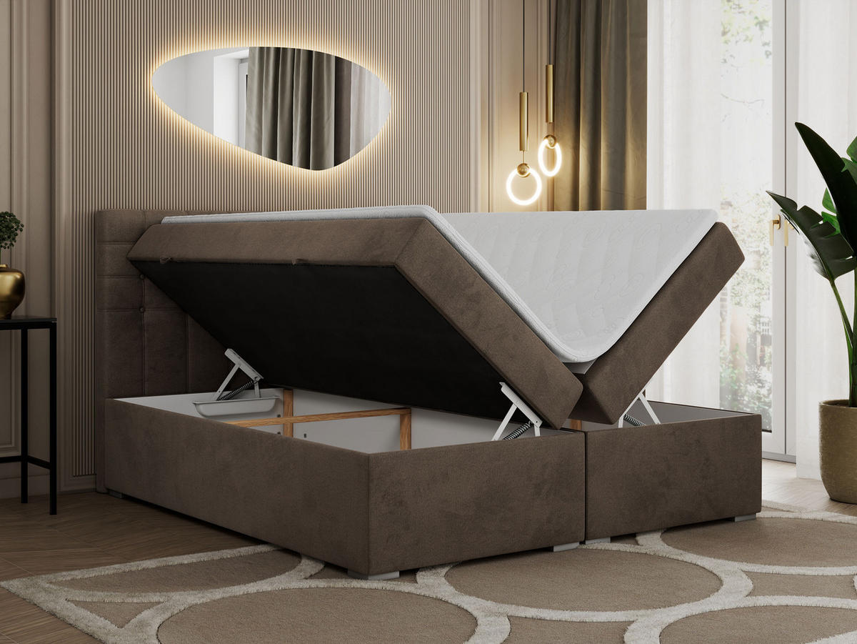 BOXBETT SUSAN 180/200 Braun Velvet - H3 - Braun, Holz/Textil (180/200cm) - MKS