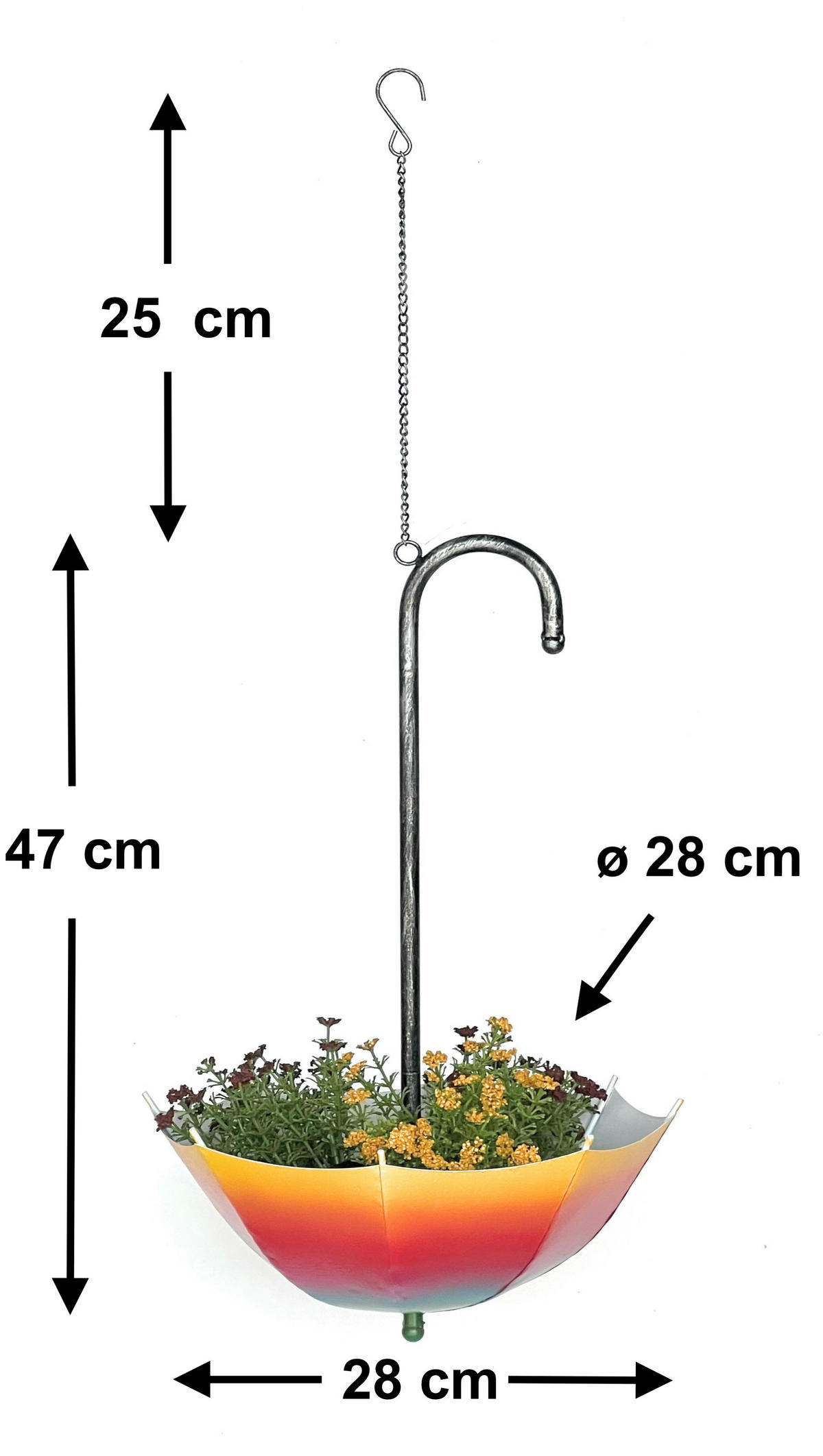 BLUMENAMPEL Regenschirm Metall 72 cm 96258 L - Multicolor, Metall (28/72/28cm) - DanDiBo