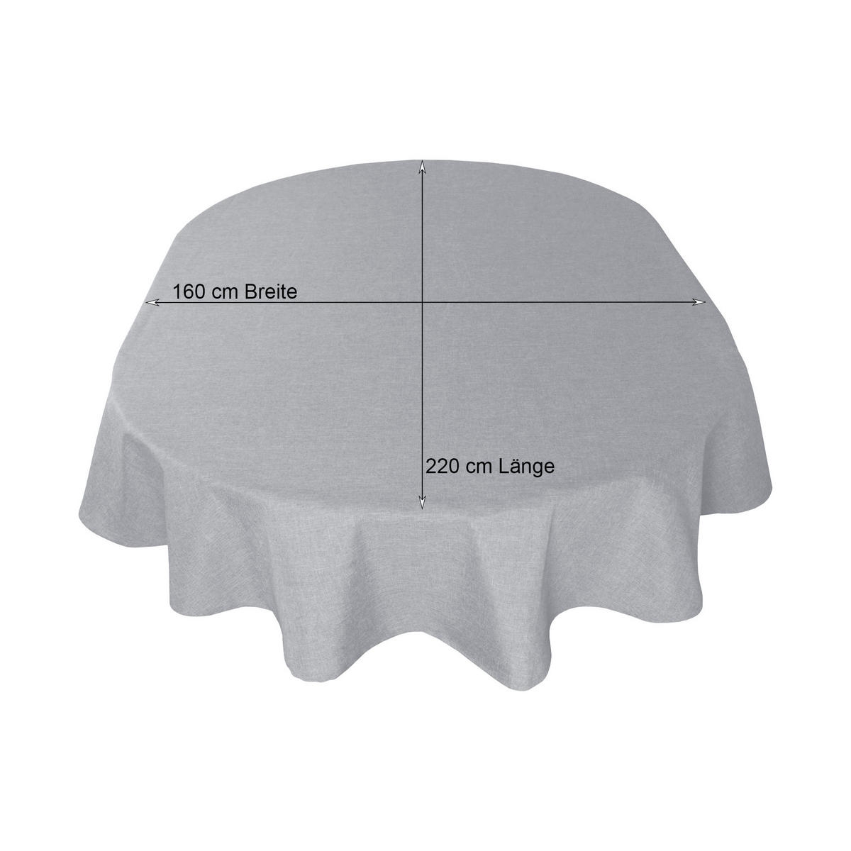 TISCHDECKE Leinenoptik 160/220 cm oval Silber - Silberfarben, Textil (160/220cm) - TiborTex