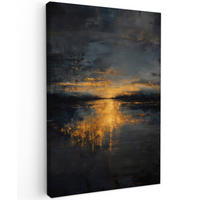 LEINWANDBILD Goldene Reflexion auf dem Wasser Deko XXL 80x120 cm - Anthrazit, Textil (80/120cm) - MuchoWow