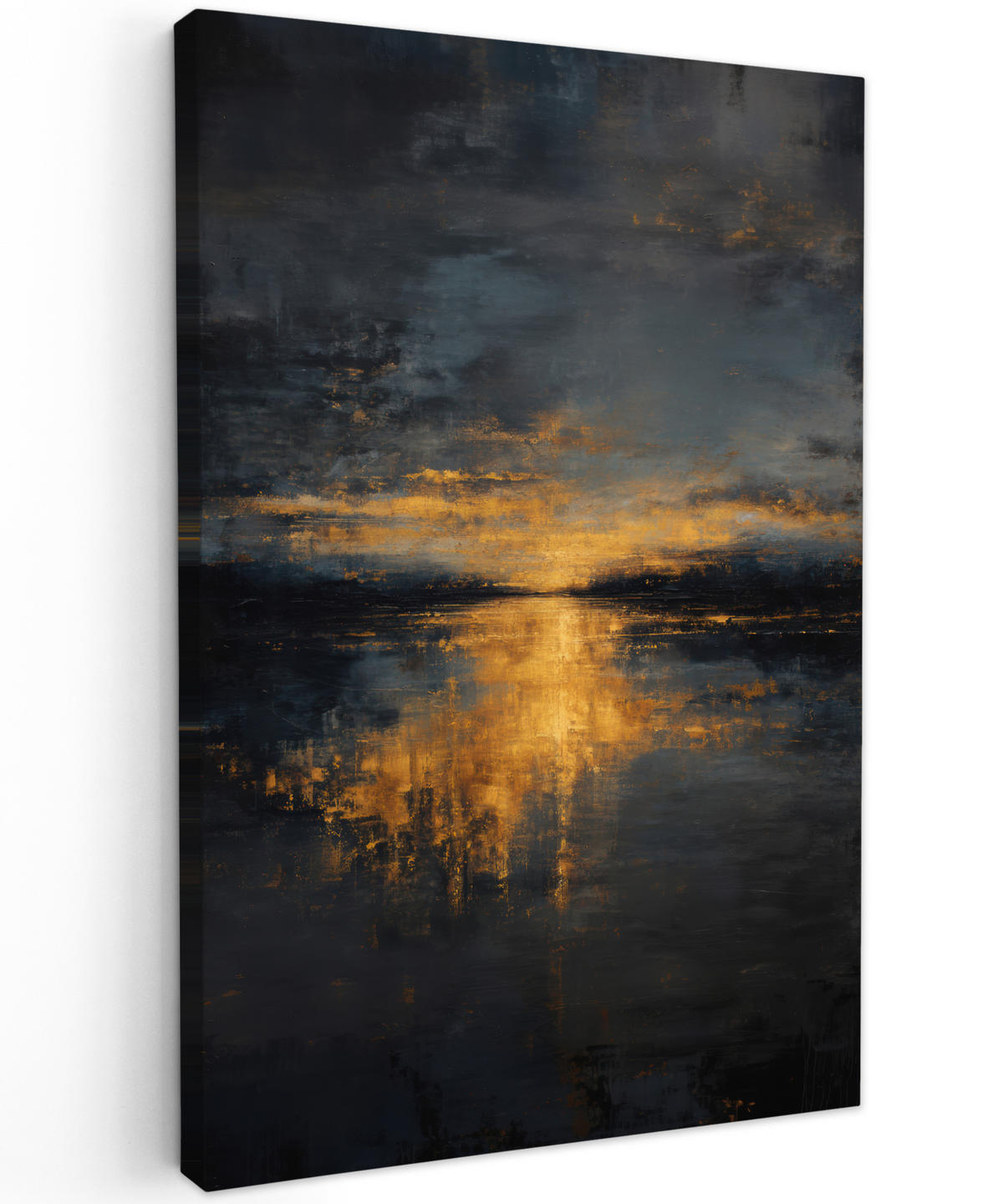 LEINWANDBILD Goldene Reflexion auf dem Wasser Deko XXL 80x120 cm - Anthrazit, Textil (80/120cm) - MuchoWow