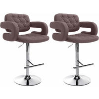 BARHOCKER 2er Set Stoff braun - Chromfarben/Braun, Textil/Metall (62/103/55cm) - CLP
