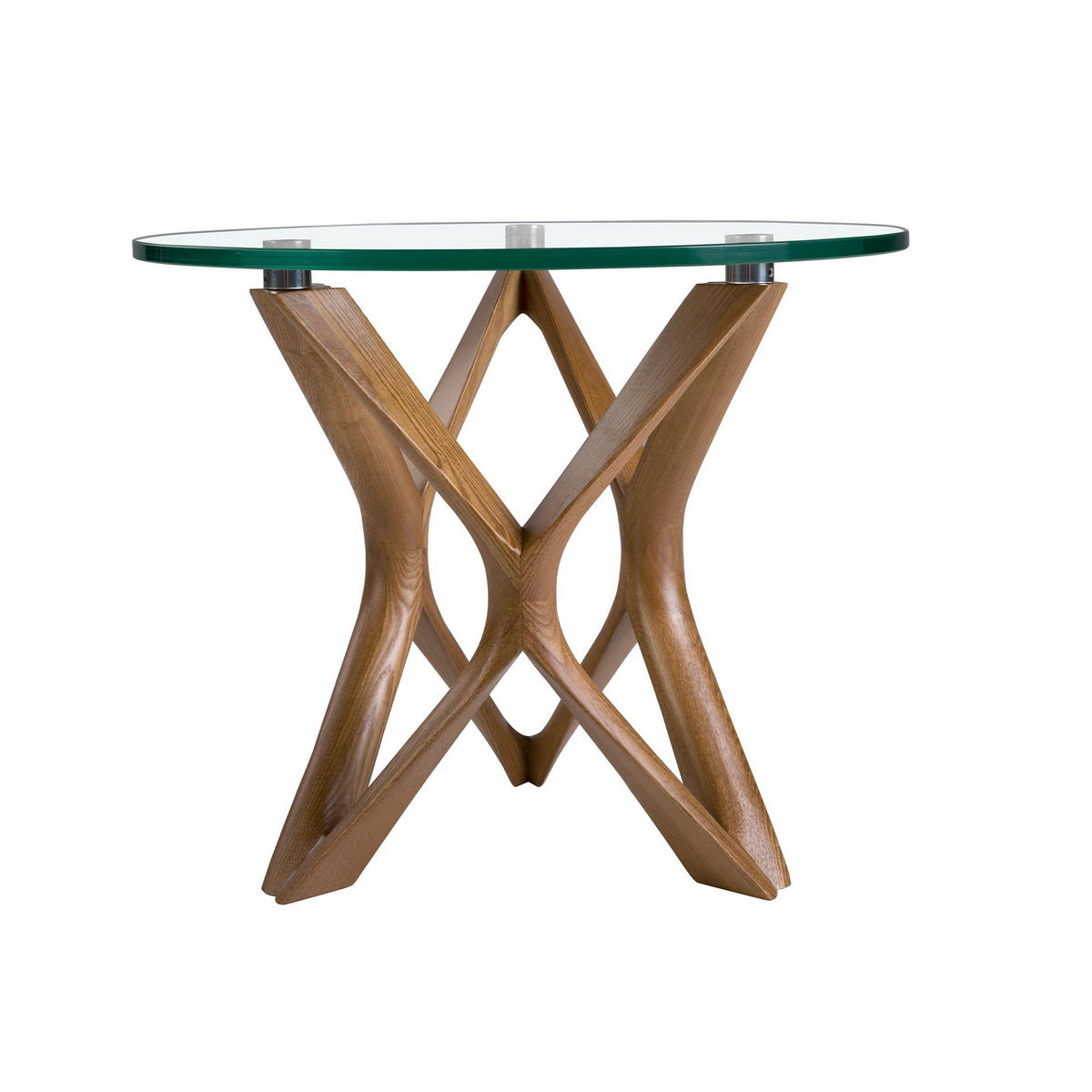 BEISTELLTISCH rund Glas | Walnuss 50/50/41 cm - Transparent/Walnussfarben, Glas (50/50/41cm) - ANGEL CERDA