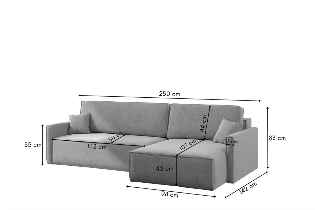 SCHLAFSOFA Carlos L-Form, Ecksofa Mit Bettkasten Und Schlaffunktion Stoff Salvador Rechts Grau - Grau, Holz/Textil (250/83/142cm) - Kaiser Möbel