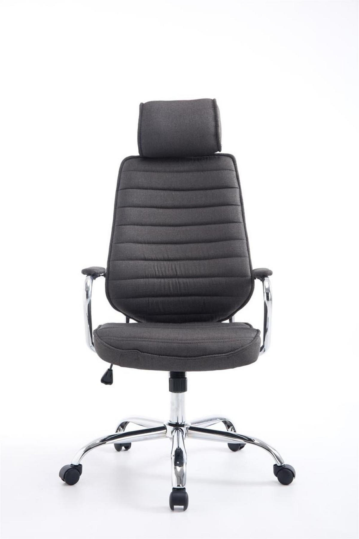 CHEFSESSEL Stoff dunkelgrau - Chromfarben/Dunkelgrau, Textil/Metall (60/117/67cm) - CLP