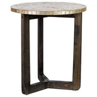 TISCH aus Holz und Capiz, beige, 40x45cm - Grau, Holz (40/40/45cm) - Wanderlust