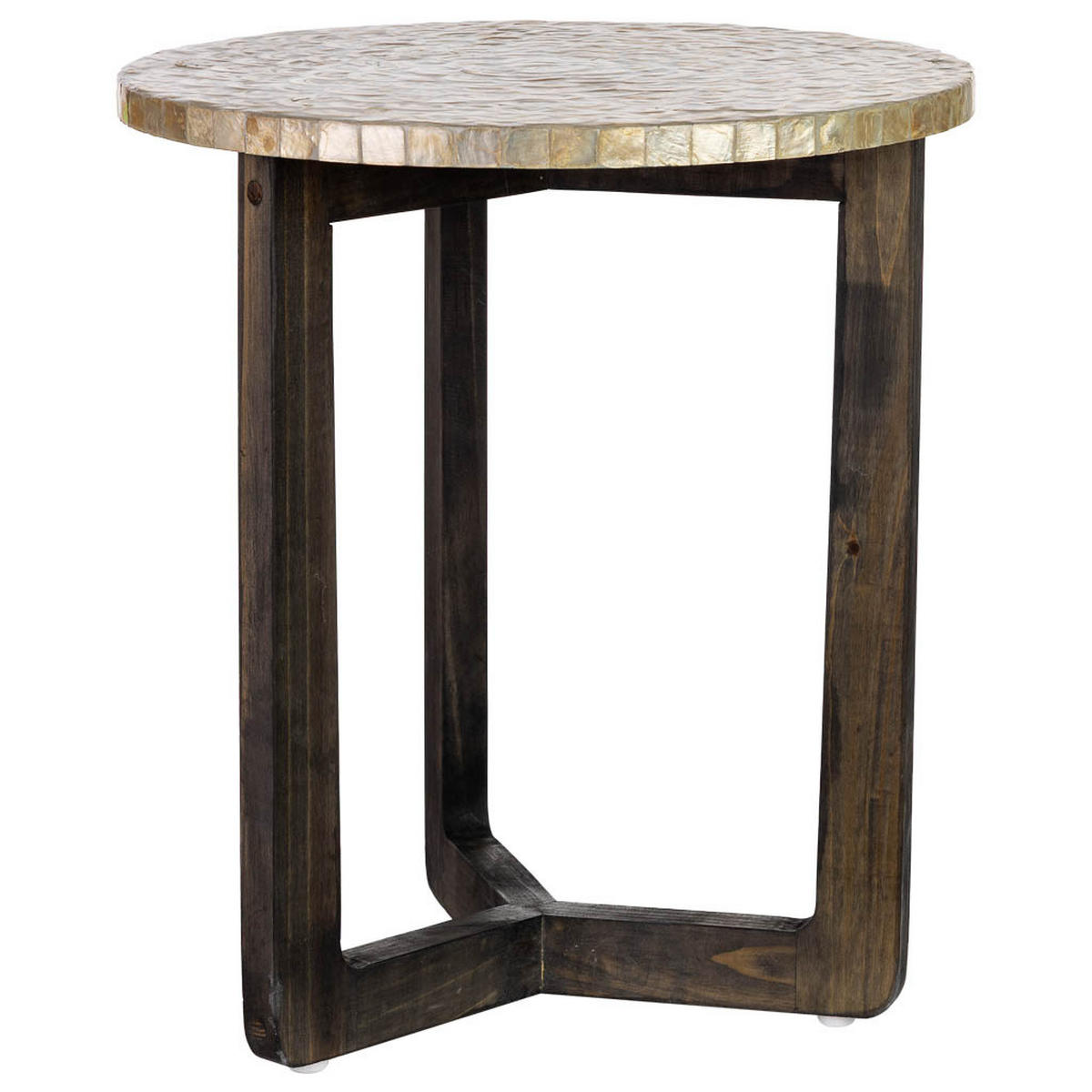 TISCH aus Holz und Capiz, beige, 40x45cm - Grau, Holz (40/40/45cm) - Wanderlust