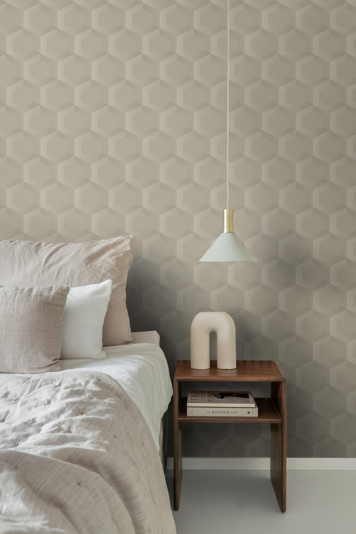 TAPETE 3D Wabenmuster 53 cm x 10.05 m - Beige, Papier (53/1000cm) - Origin Wallcoverings