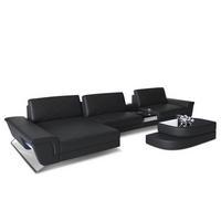 LEDERSOFA Bari L - Schwarz, Leder (197/369cm) - Sofa Dreams