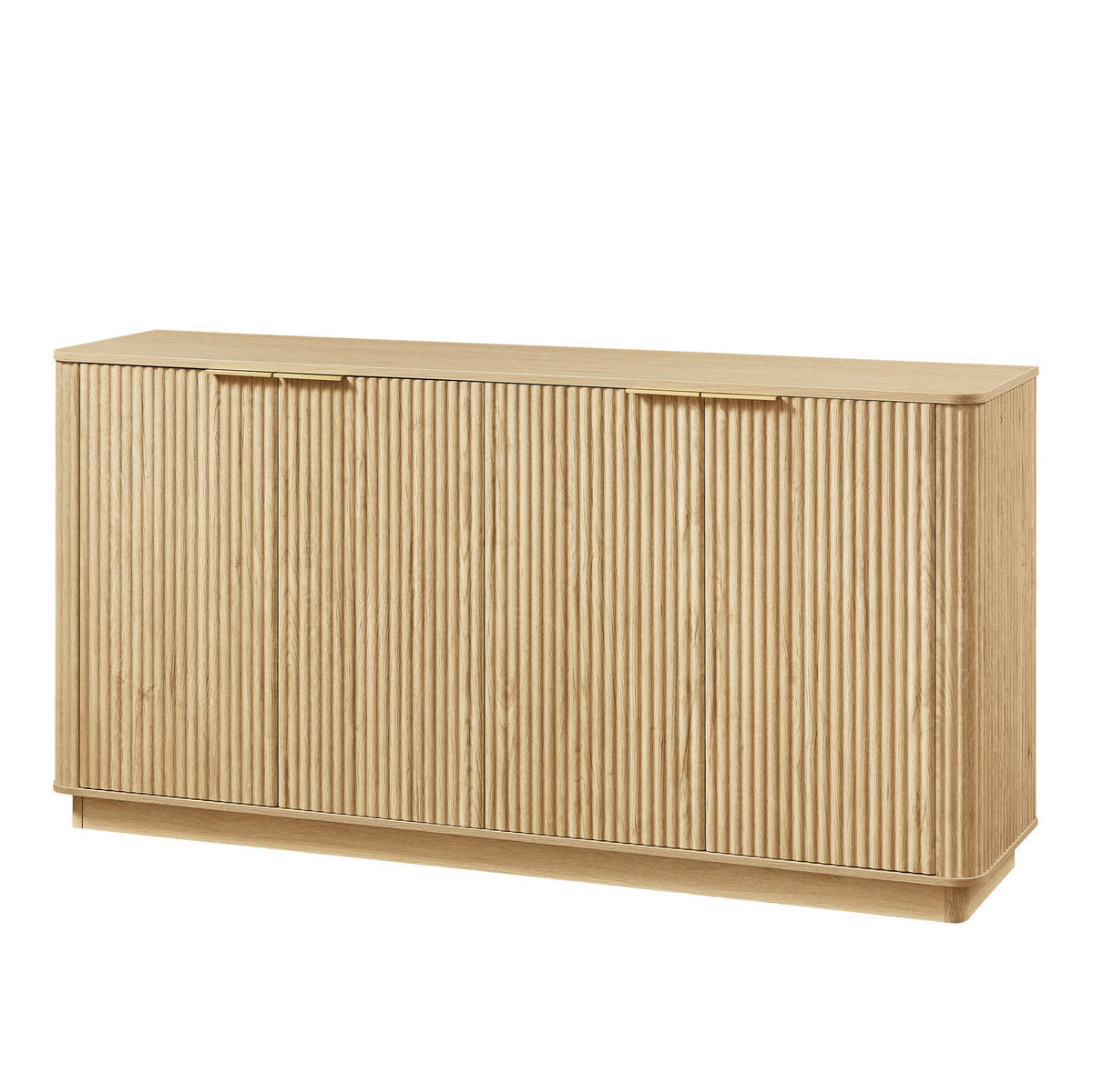 SIDEBOARD 160/40/80 cm in Eiche-Optik mit 4 Türen & wellenförmiger Front - Eichefarben, Holzwerkstoff (160/80/40cm) - BEAOK