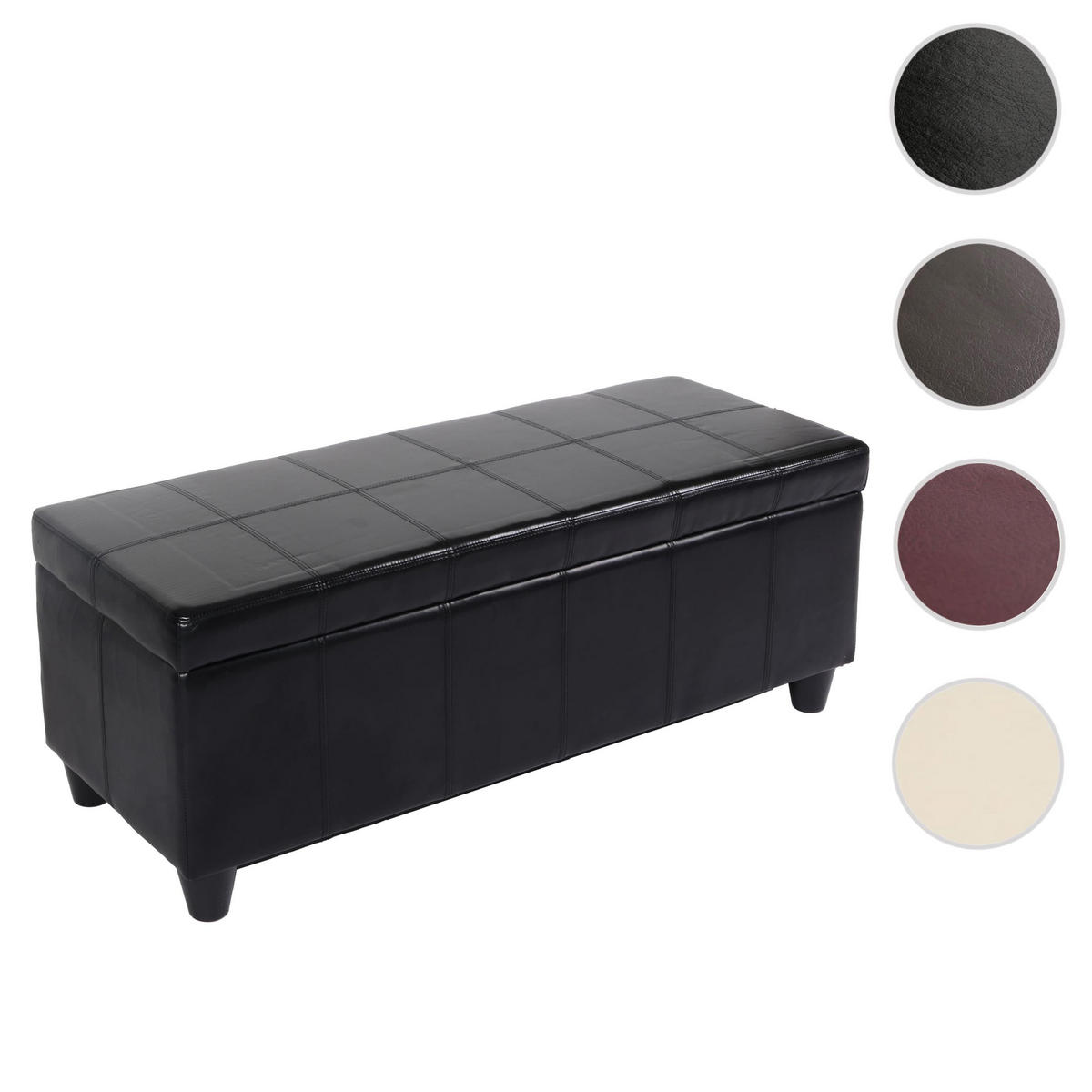 SITZBANK MIT AUFBEWAHRUNG Schwarz - Schwarz, Leder (112/45/45cm) - MCW