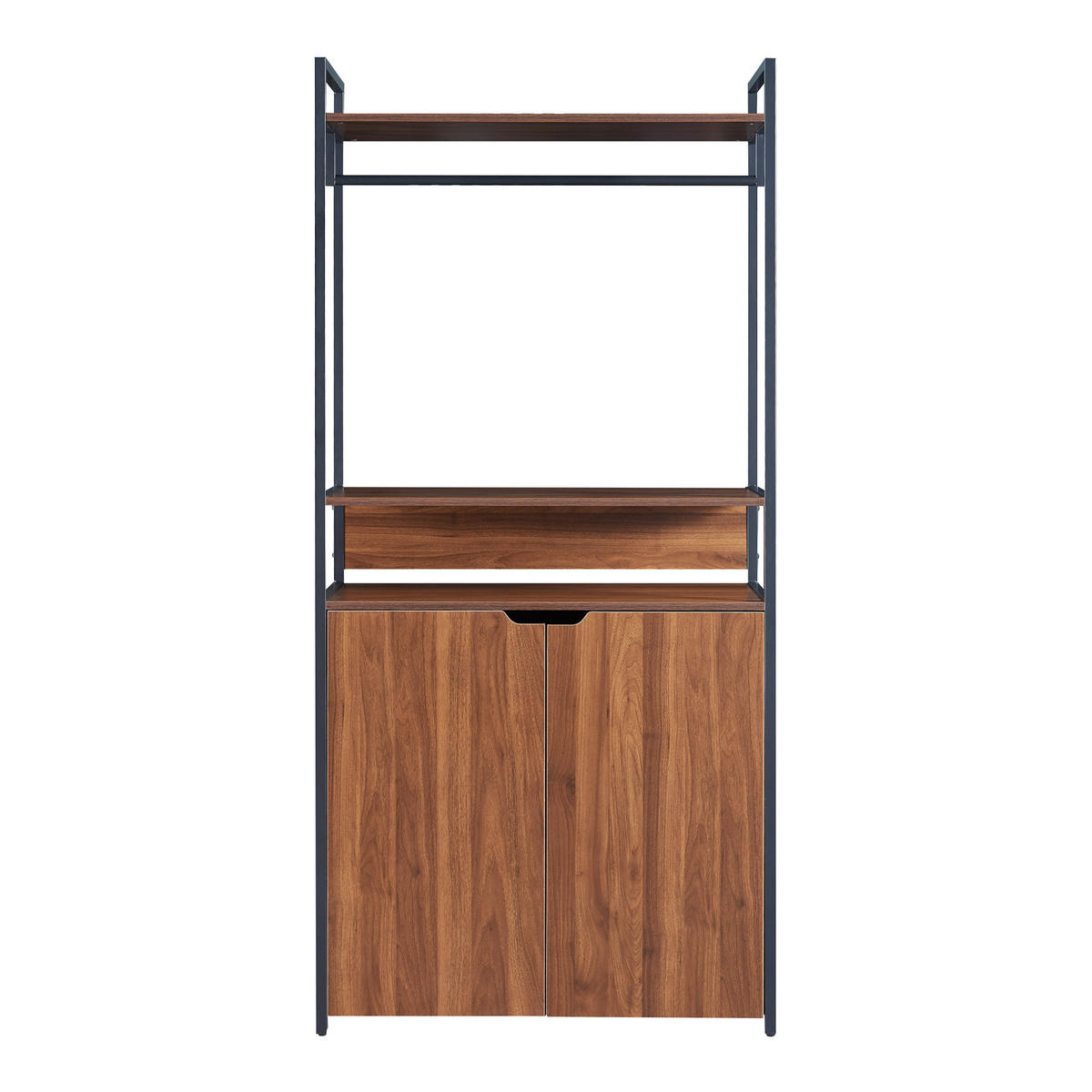 GARDEROBENSTÄNDER Larem - Walnussfarben/Schwarz, Holzwerkstoff/Metall (84/180/40cm) - [en.casa]
