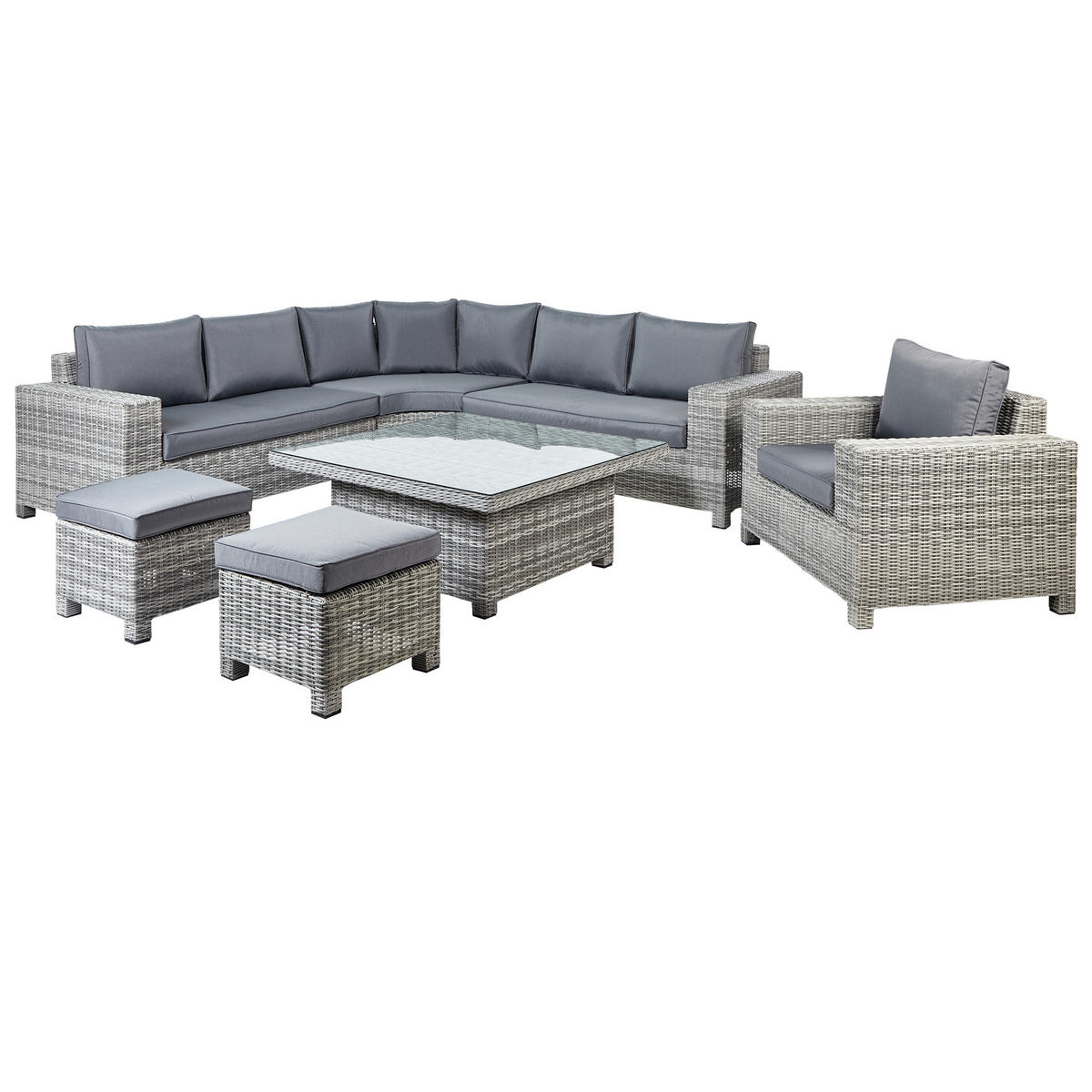 LOUNGE-SET 9-Sitzer Symmetrisch grau Teglio - Taupe, Kunststoff - Beliani