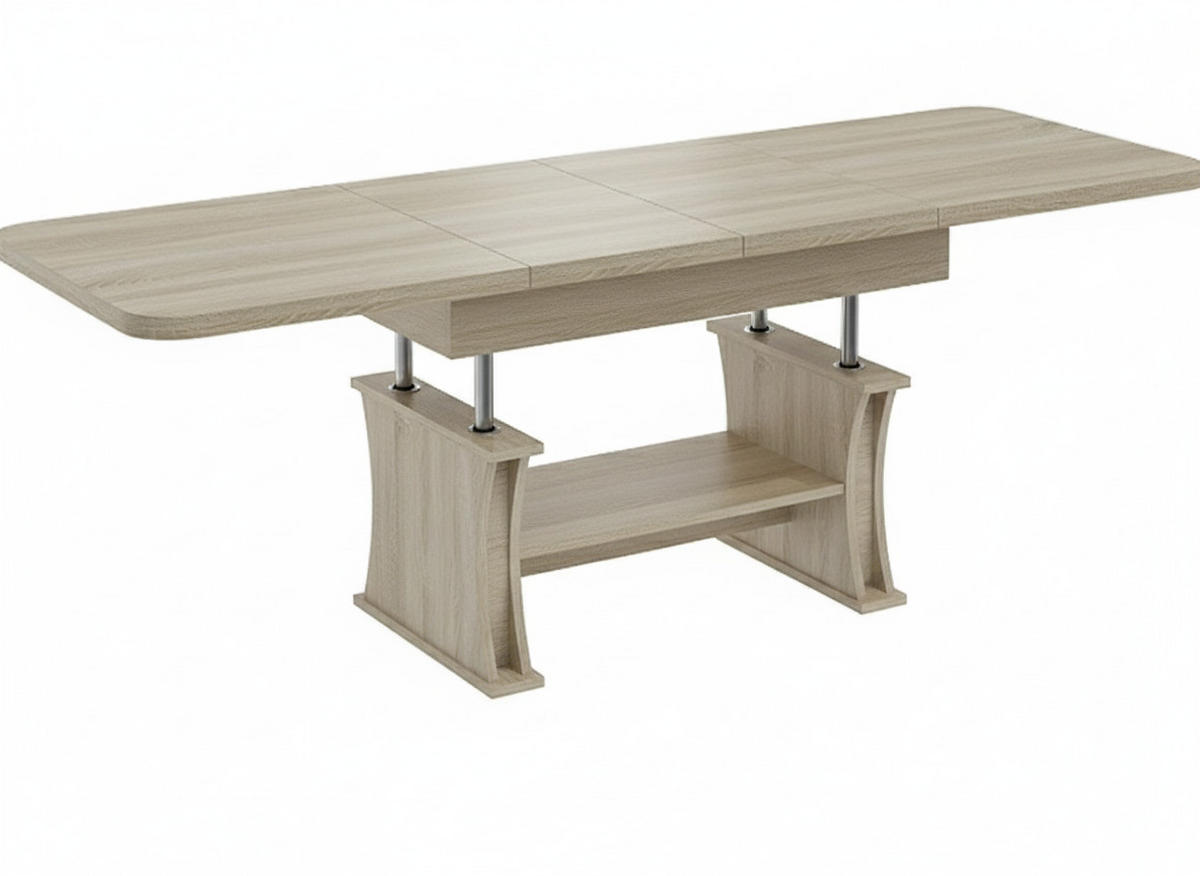 COUCHTISCH rechteckig ausziehbar höhenverstellbar - Sonoma Eiche, Holzwerkstoff (70/120/60cm) - designimpex