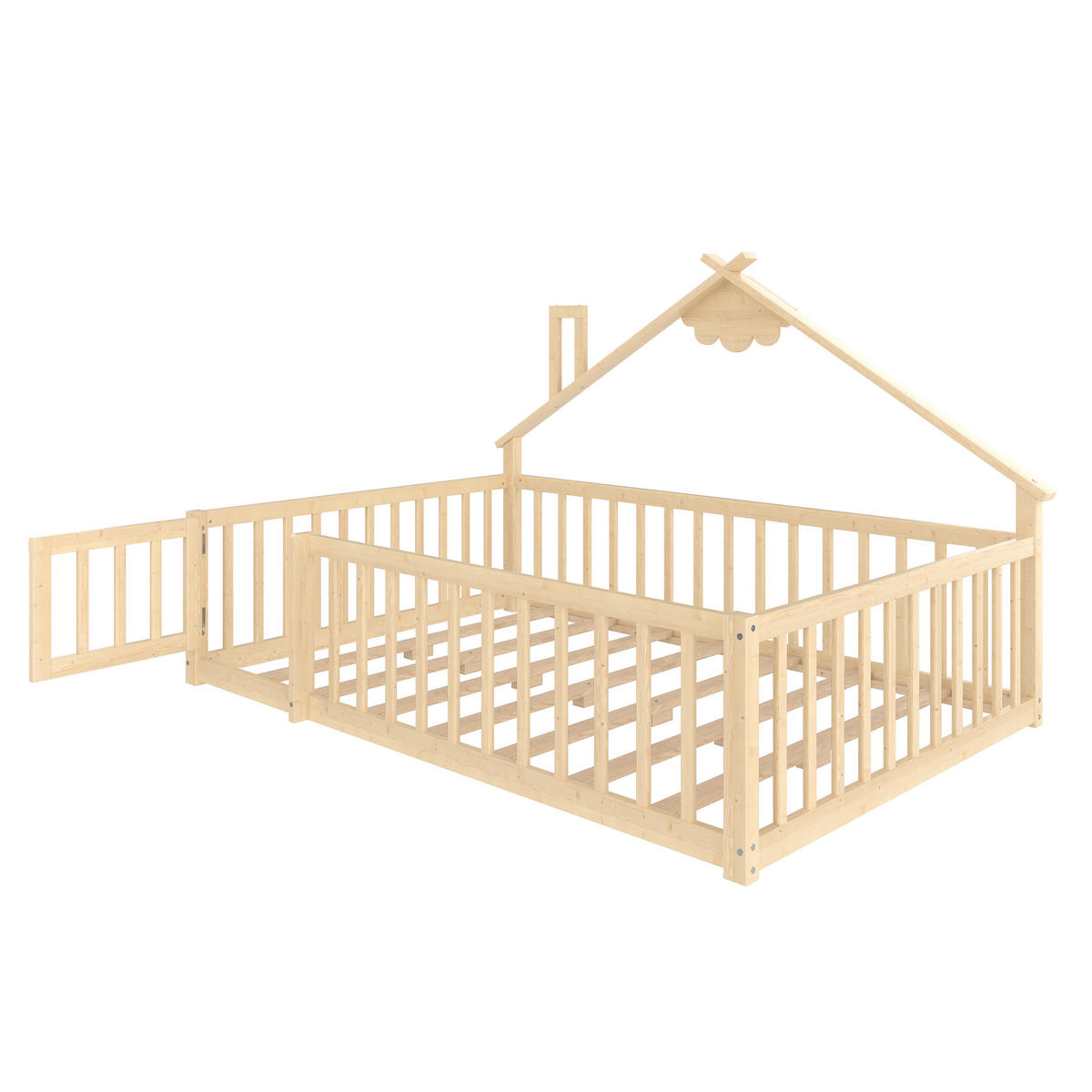 KINDERBETT 140/190 cm in Natur Kiefer mit Geländer - Naturfarben, Holz/Holzwerkstoff (140/190cm) - WISHDOR