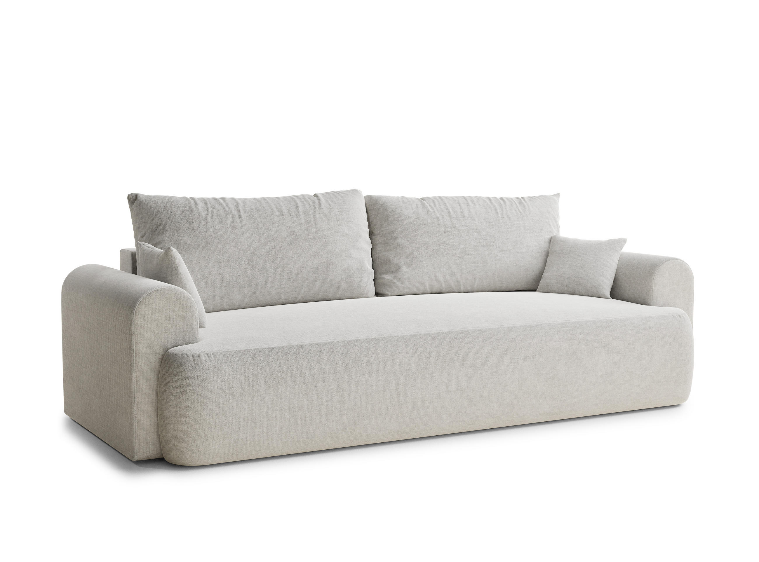 SOFA MIT SCHLAFFUNKTION Toluca Hellbeige Chenille-Stoff - Beige/Schwarz, Holz/Holzwerkstoff (247/69/90cm) - Maison de Reve