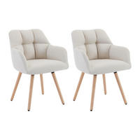 STUHL mit Armlehnen 2er-Set - Stoff & Buchenholz - Beige - PEGA - Beige, Textil (58/81/57.5cm) - Pascal Morabito