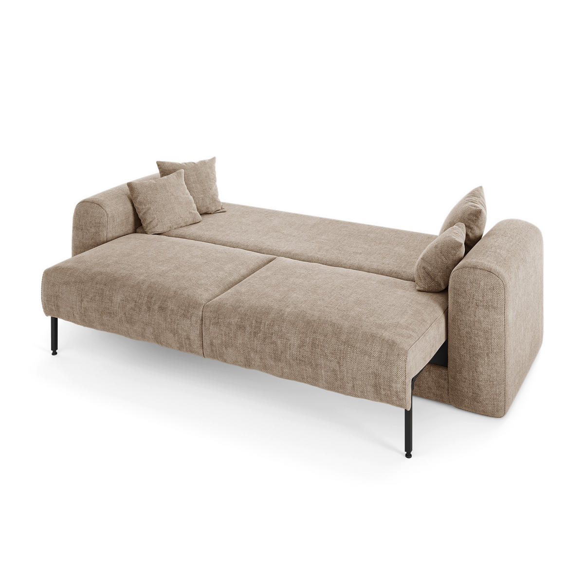 SCHLAFSOFA mit Stauraum in Nussbaum RIO Köpergewebe Taupe 250cm - Taupe, Textil (250/90/95cm) - Sia Home