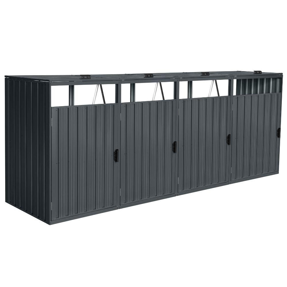 MÜLLTONNENBOX CUBO - Menge: 4, Ausstattung: 4x 240L - Anthrazit, Metall (320/122/80cm) - Home Deluxe