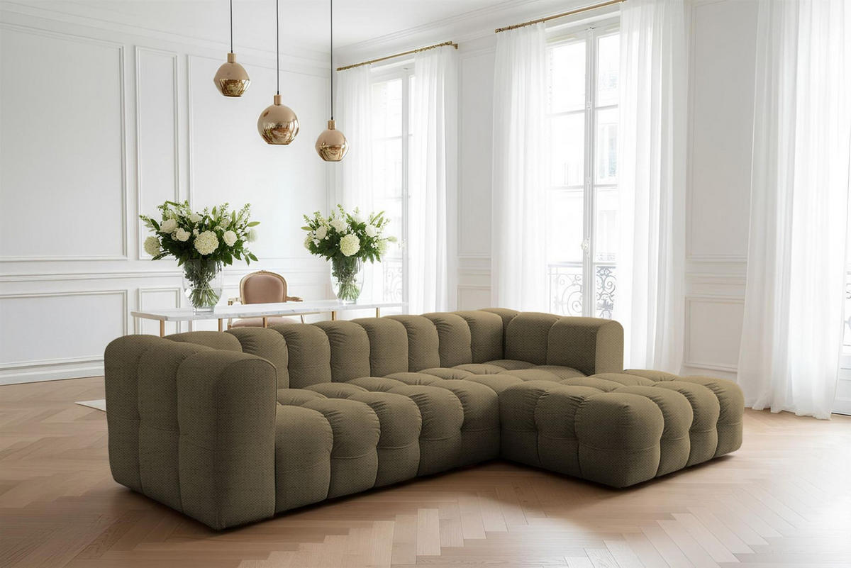 ECKSOFA Solvie In Moly - Grün, Holzwerkstoff/Textil (290/193cm) - Fun Möbel