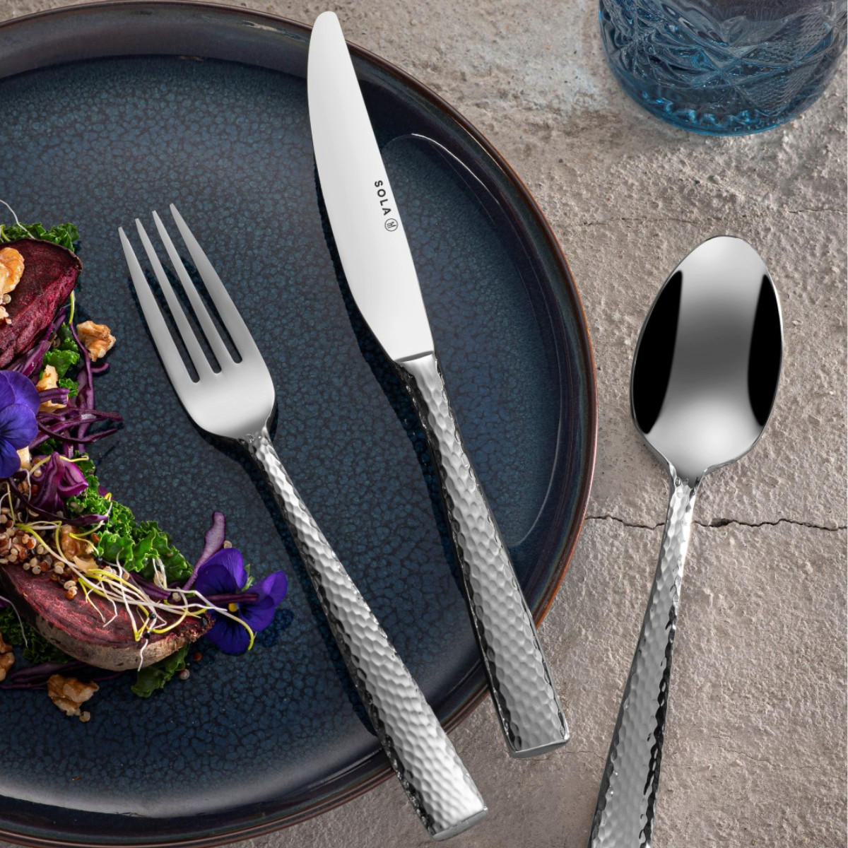 BESTECKSET Aura - 18/10 Edelstahl - 50-teilig / 6 Personen - Silberfarben, Metall - Sola