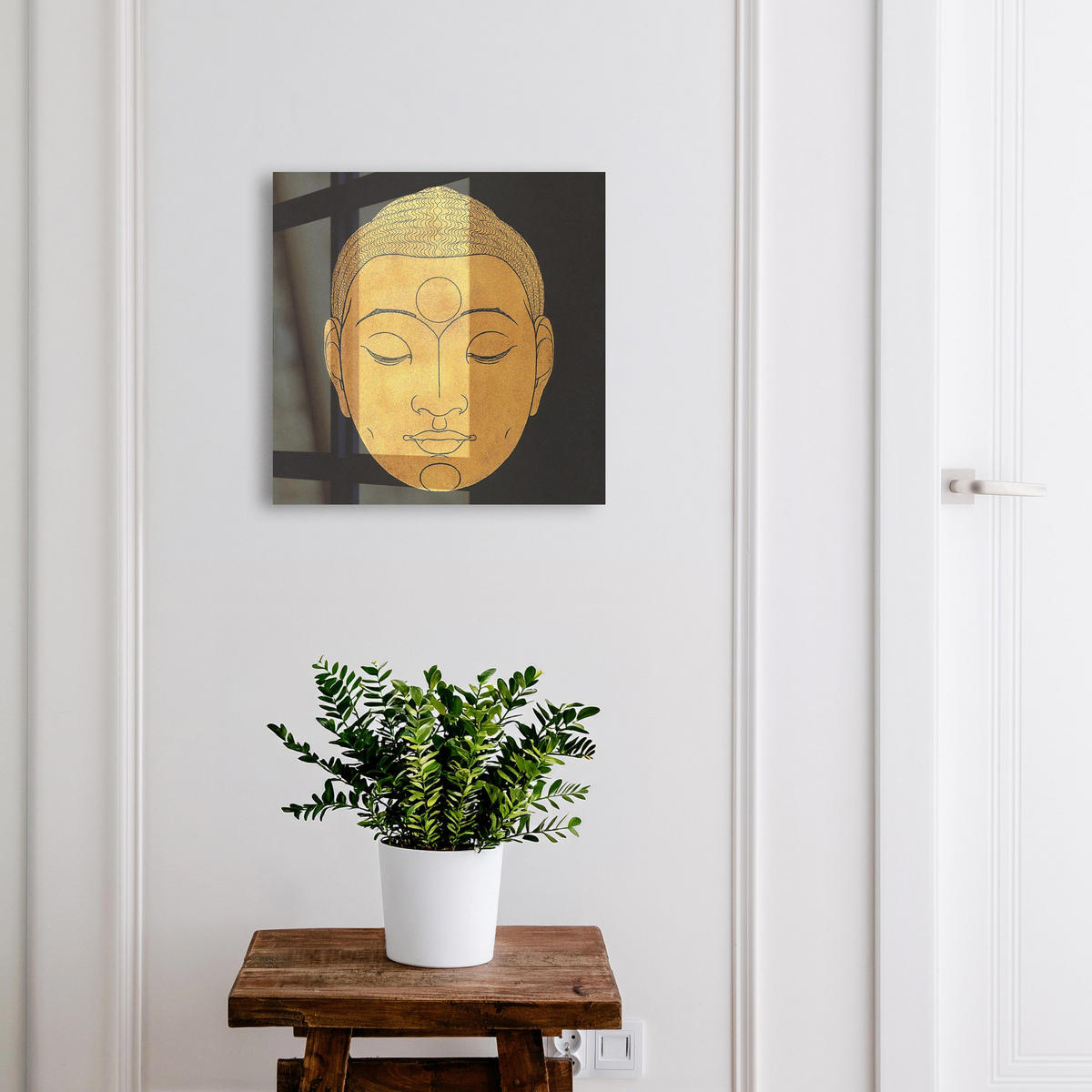 SCHLÜSSELBOX Weiß 30x30 cm – Türöffnung nach rechts - Stille Meditation - Schwarz, Metall (30/30/5cm) - TULUP