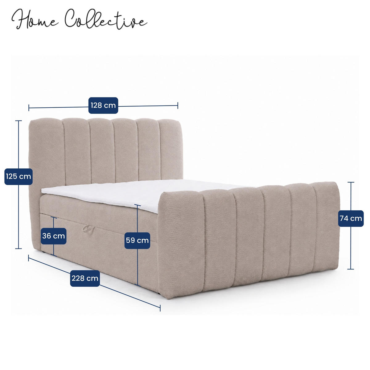 BOXBETT mit Topper und Stauraum 120x200 cm in Hellgrau - Hellgrau, Textil (120/200cm) - Home Collective