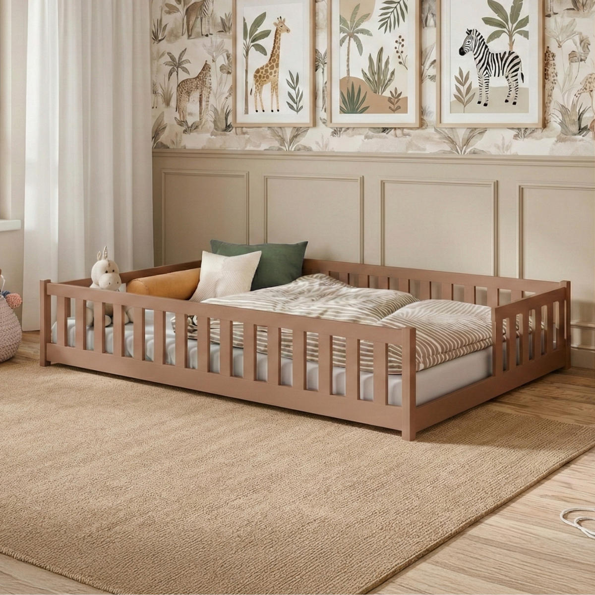 BODENBETT 120x200 cm in Zimt - Braun, Holz (120/200cm) - Kids Collective