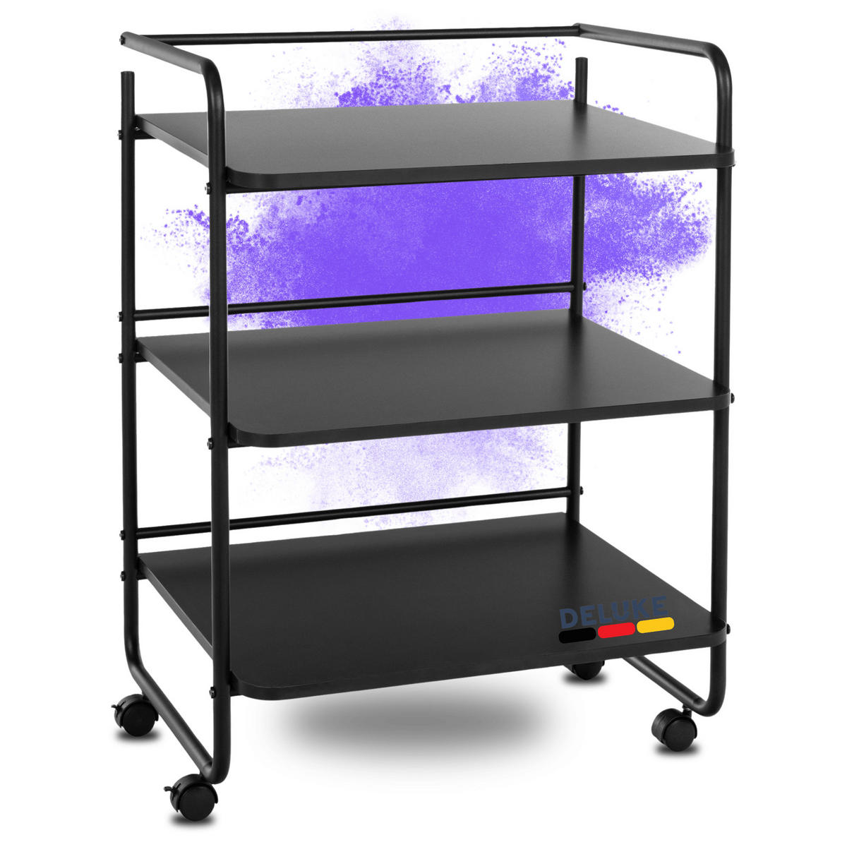 ROLLWAGEN BERTA 3 Ablagen Schwarz - Schwarz, Metall (61/82/51cm) - DELUKE