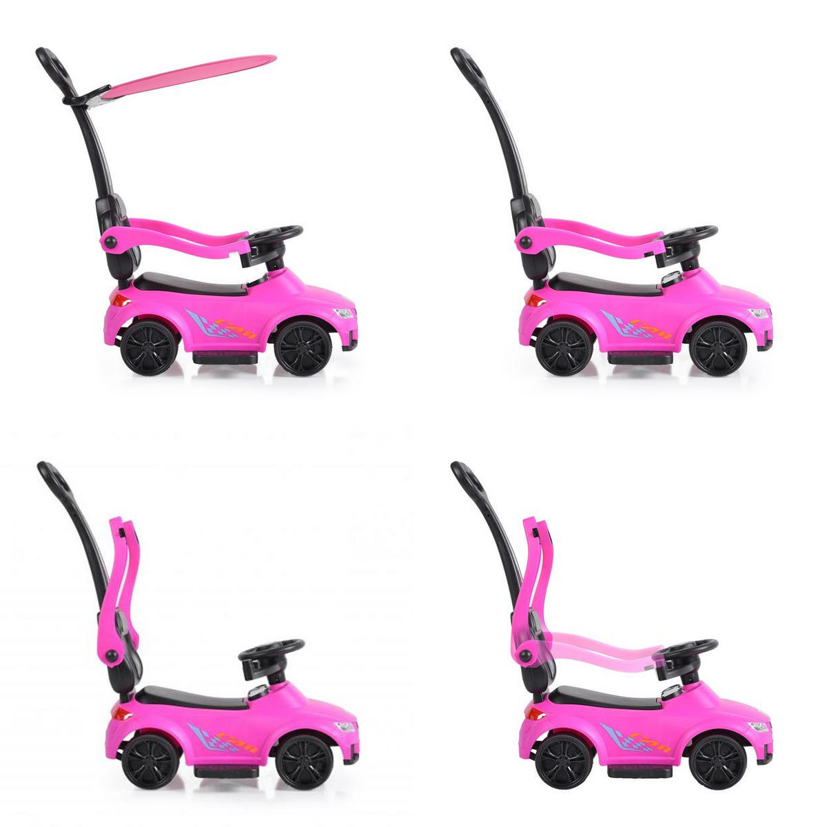 RUTSCHER Victory 2 in 1 pink Rutscher mit Griff Lehne Fußstütze Musikfunktion - Rosa, Kunststoff (87/66/41cm) - Moni