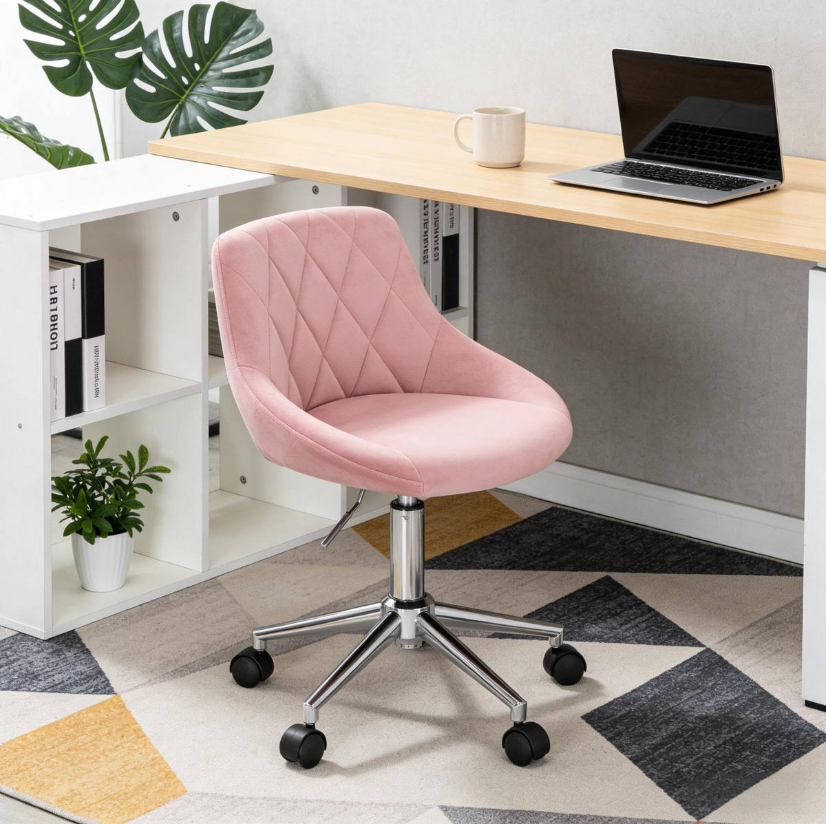 BÜROSTUHL höhenverstellbar drehbar Samt Pink - Pink, Metall (37.5/77/31.5cm) - Meubliv