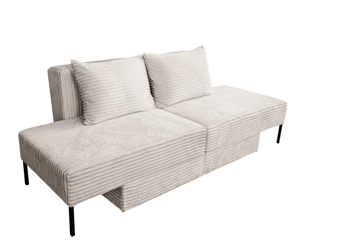 SOFA Mit Schlaffunktion MOOKA 4in1-Multifunktions-System Stoff Velo Ecru - Ecru, Holz/Textil (240/87/103cm) - Kaiser Möbel
