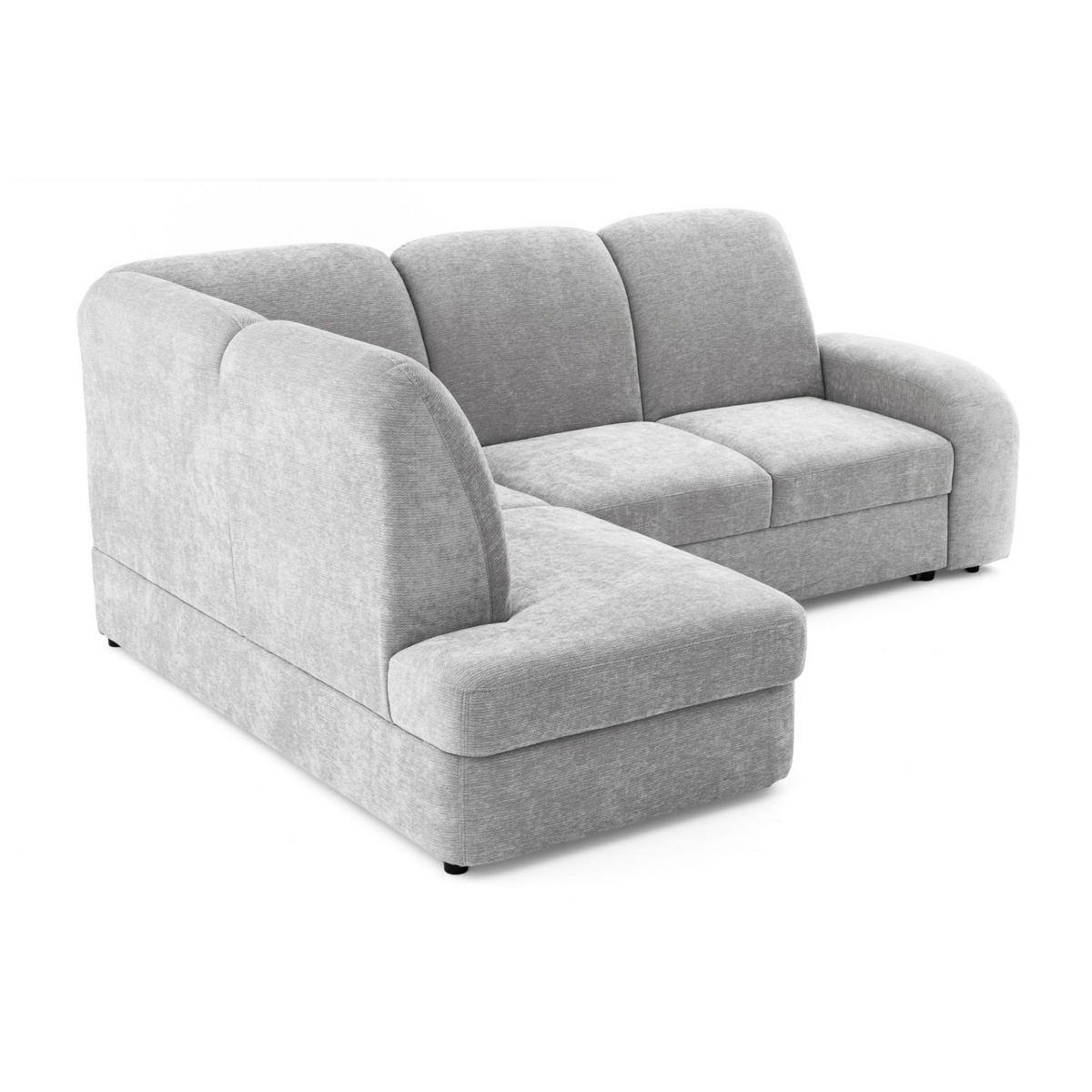 ECKSOFA VIBE L Links mit Schlaffunktion 129x205 Chenille Hellgrau - Hellgrau/Schwarz, Holz/Kunststoff (186/250cm) - Muffo