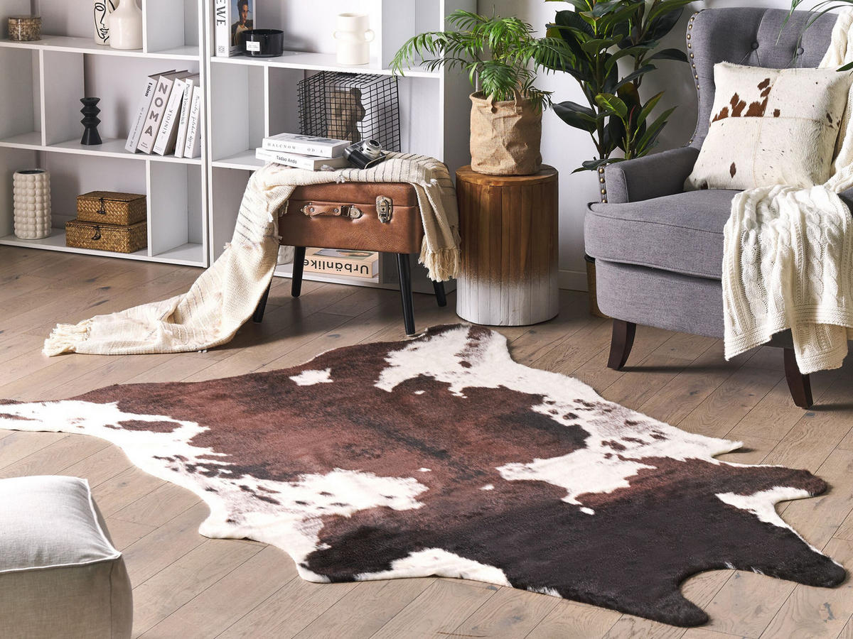 KUNSTFELL-TEPPICH Bogong 170/130 cm - Dunkelbraun/Braun, Kunststoff (130/170cm) - Beliani