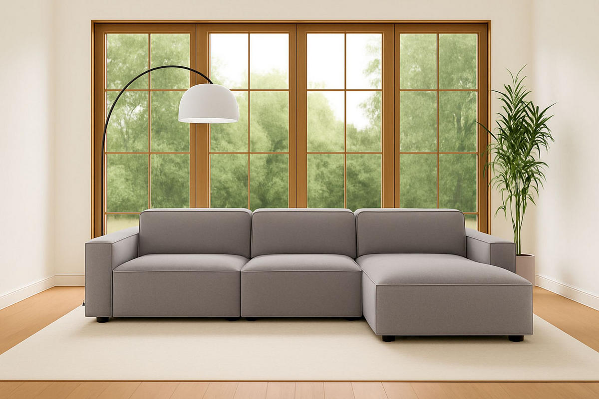 ECKSOFA Cursal L-Form, Stoff Salvador, Grau, Rechts - Grau, Holz (284/166cm) - Kaiser Möbel