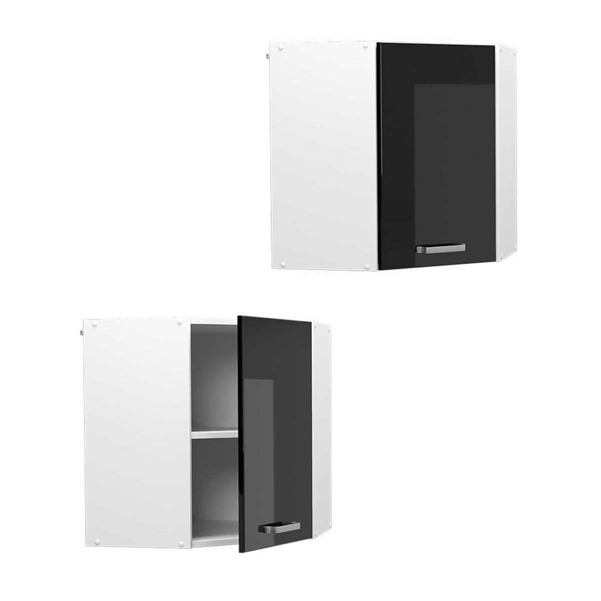 ECKHÄNGESCHRANK R-Line Schwarz Hochglanz 57 cm - Schwarz Hochglanz/Schwarz, Holzwerkstoff (57/60/34.1cm) - Vicco