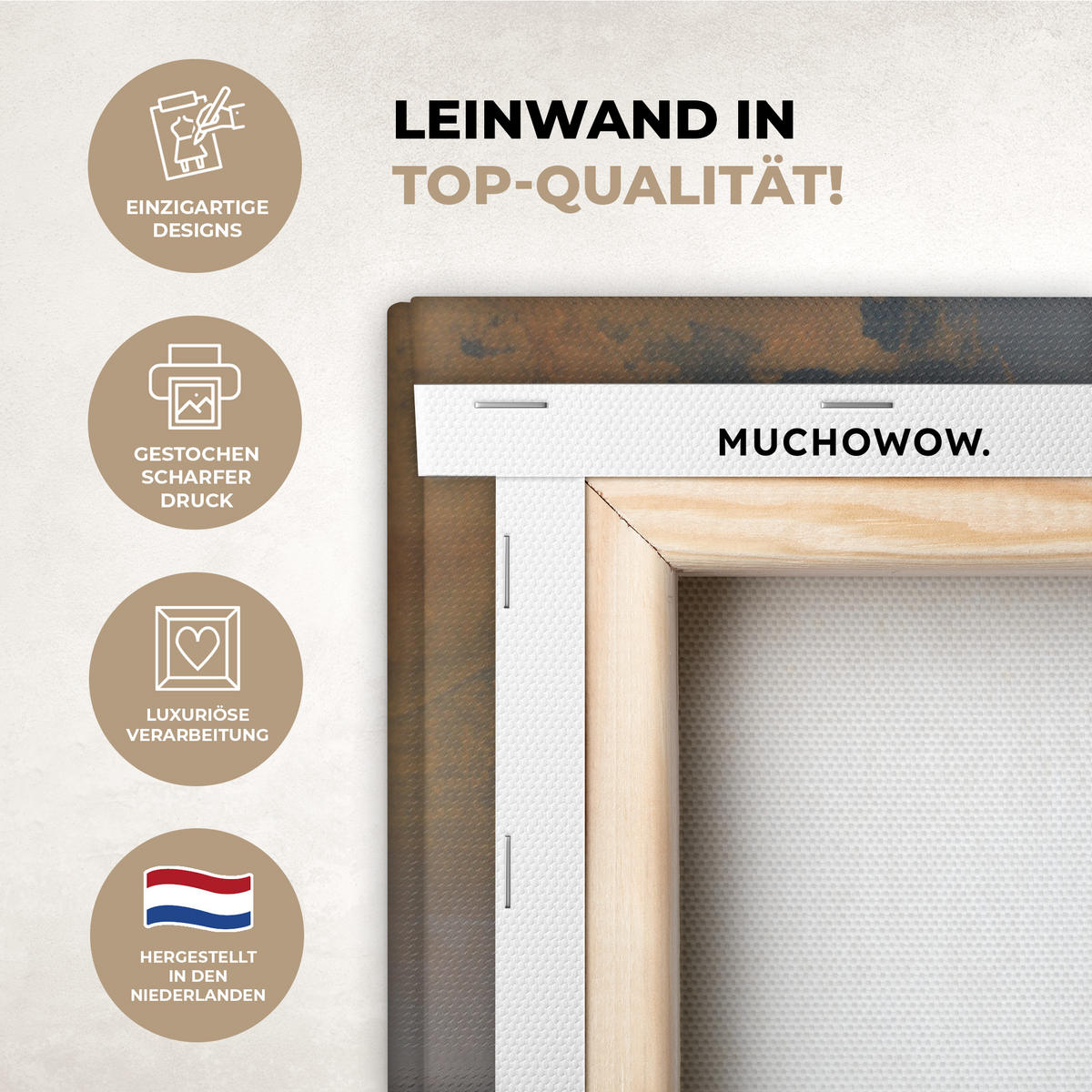 LEINWANDBILD Bergkulisse mit goldenem Sonnenuntergang Deko Groß 90x140 cm - Goldfarben, Textil (90/140cm) - MuchoWow