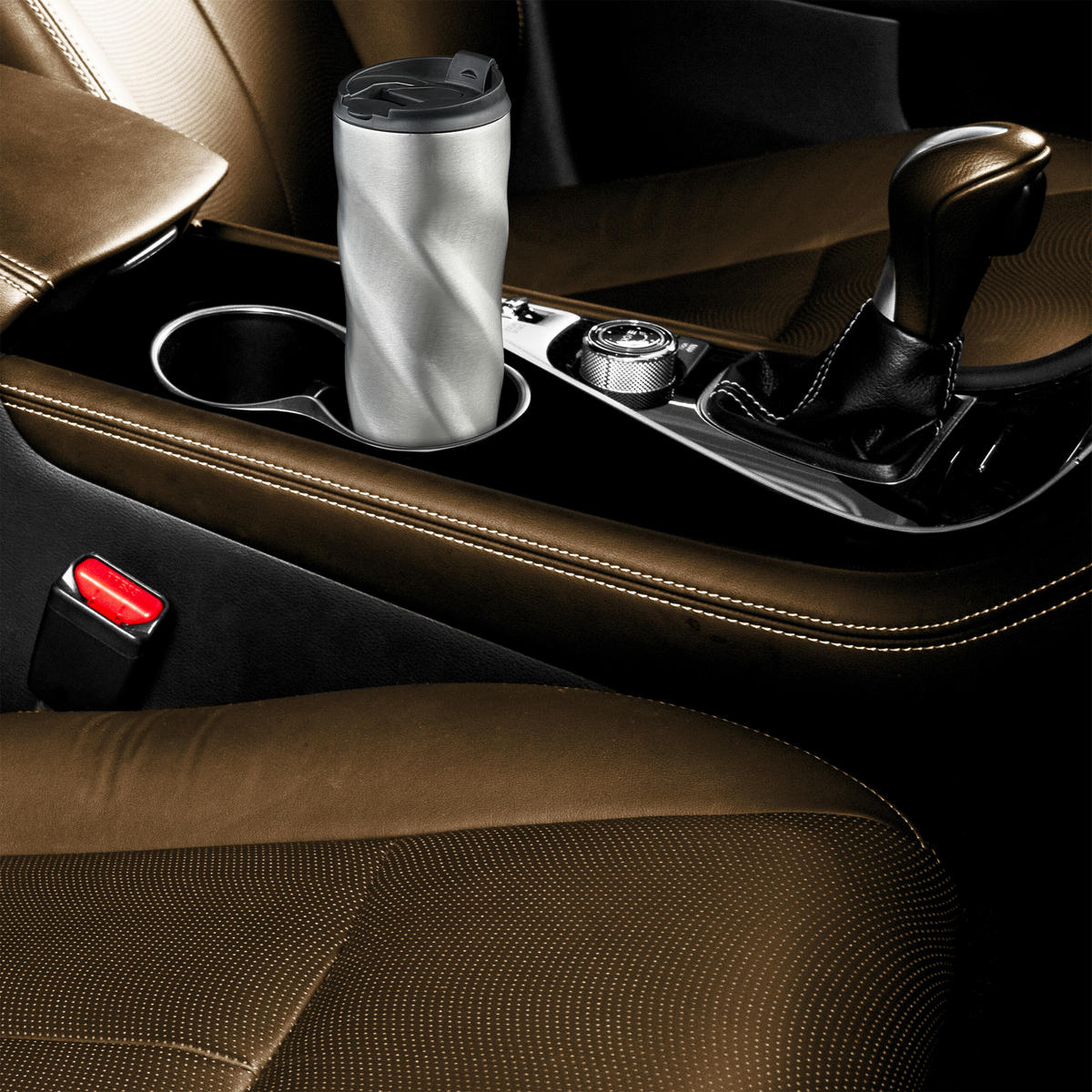 THERMOBECHER - Silberfarben, Kunststoff/Metall (0.5L) - Relaxdays