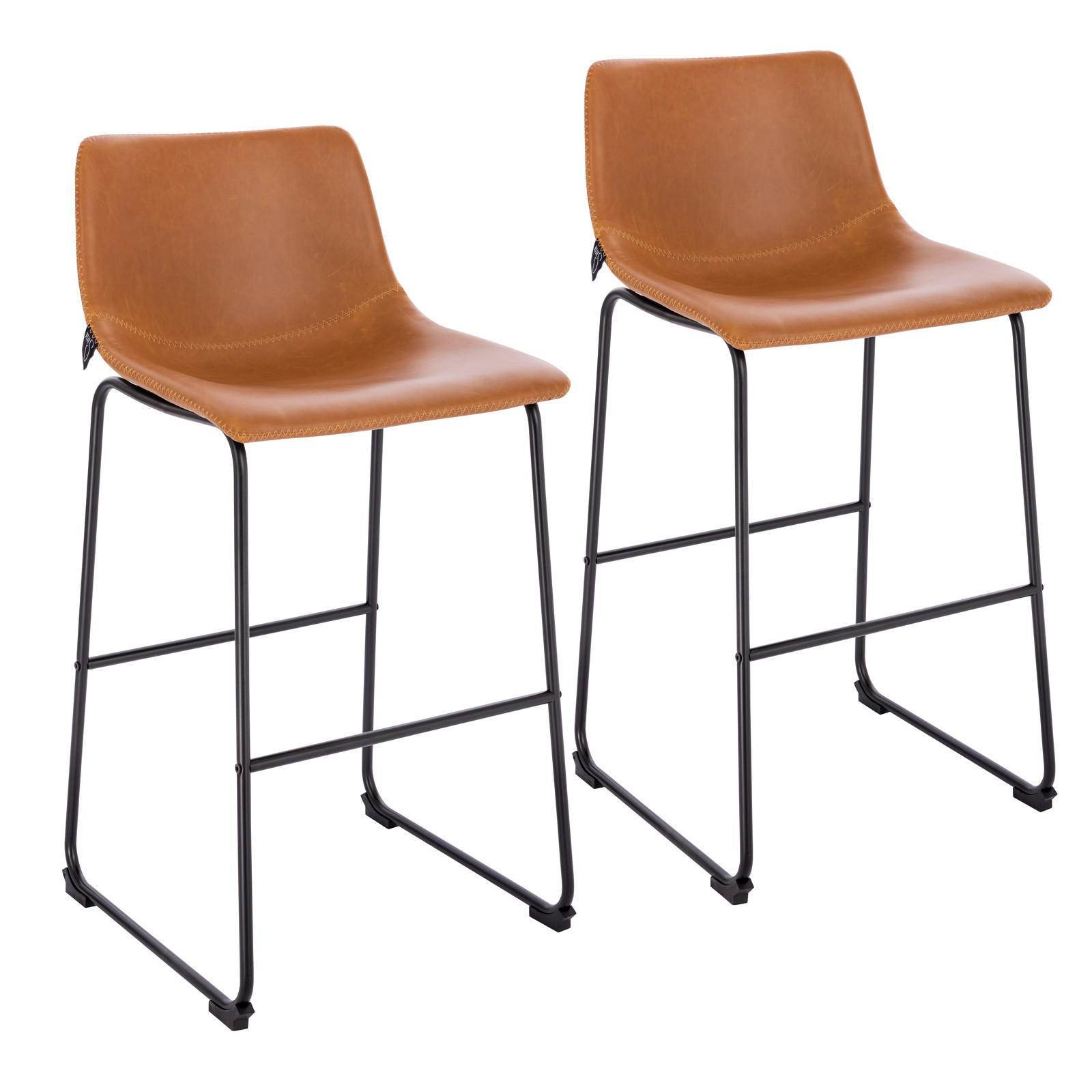 BARHOCKER JOHN 2er Set Kunstleder Cognac - Rotbraun, Textil (49/97/50cm) - SVITA
