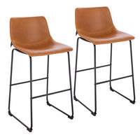 BARHOCKER JOHN 2er Set Kunstleder Cognac - Rotbraun, Textil (49/97/50cm) - SVITA