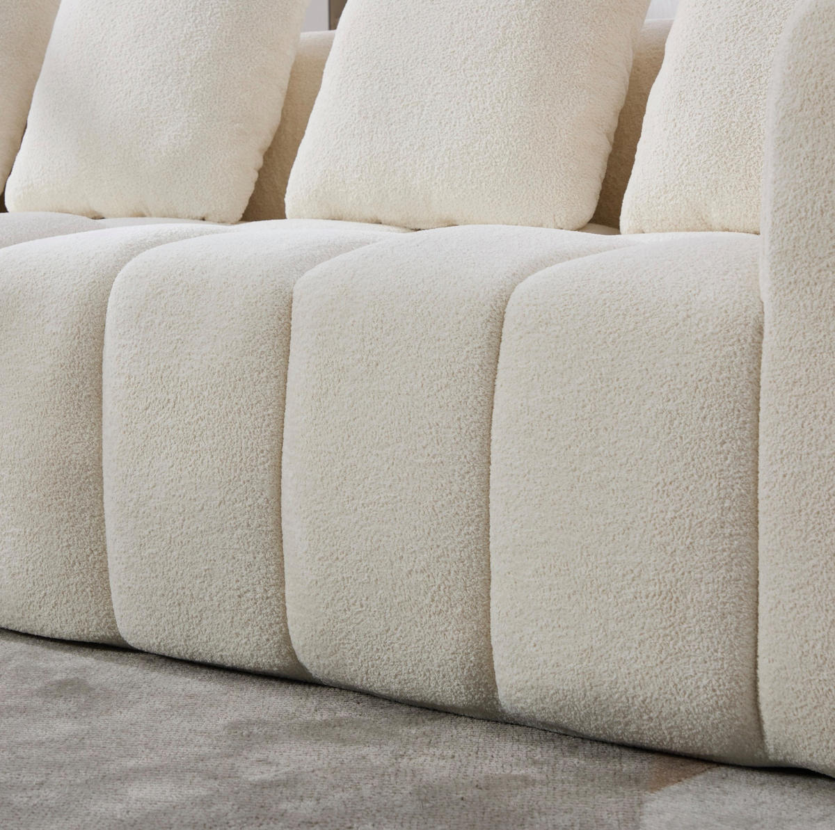 3-SITZER Sofa aus Stoff 260x94,5x80 cm Beige modular, montagefrei mit tiefer Sitzfläche und Armlehnen - Beige, Textil (260/70/95.5cm) - Modfu