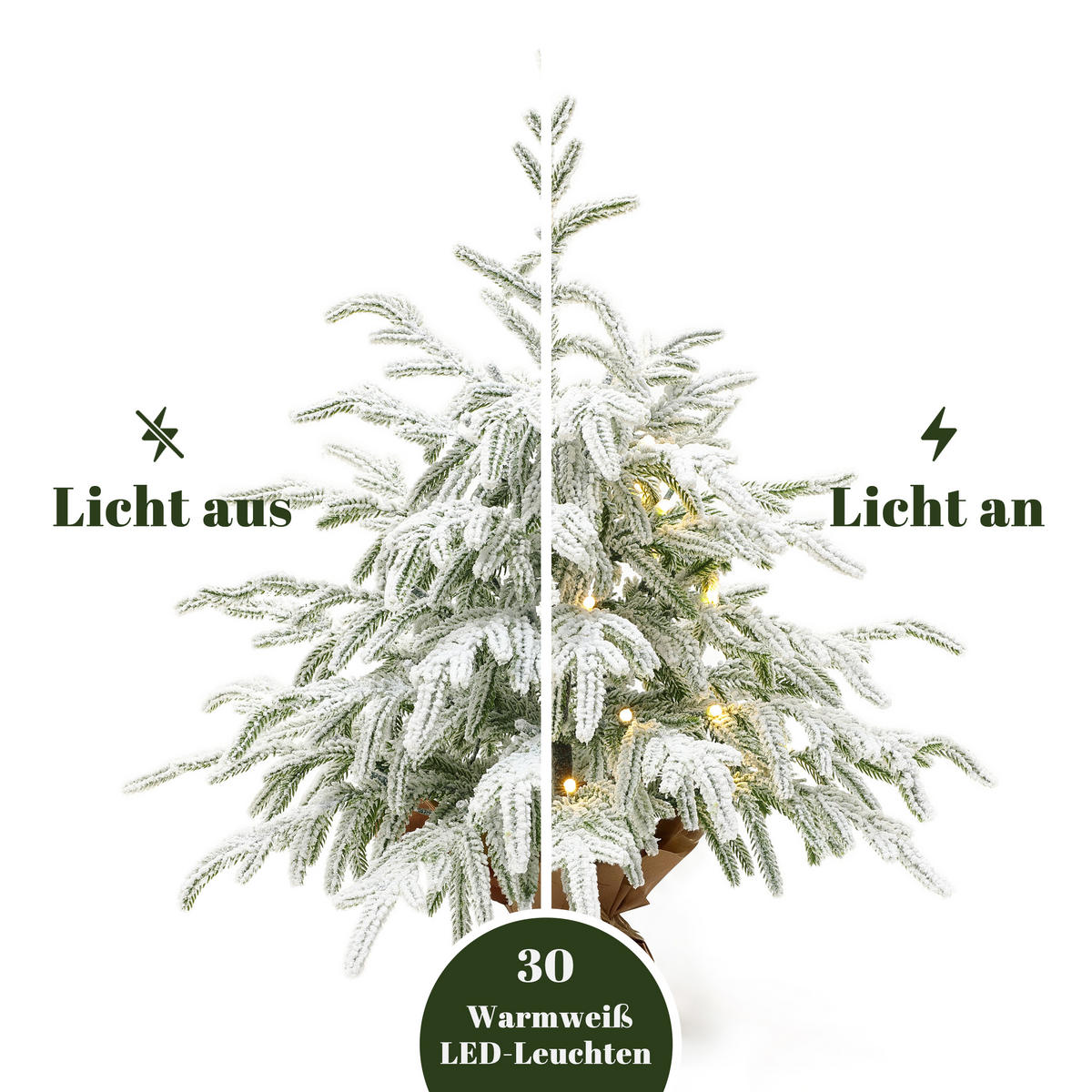 KÜNSTLICHER Weihnachtsbaum mit Beleuchtung, Kleiner Christbaum - Grün, Kunststoff/Metall (60cm) - Hometopia
